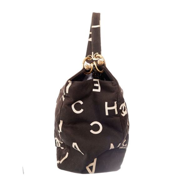 Chanel Logo Canvas Black and White Tote Bag - Picture 2 of 11